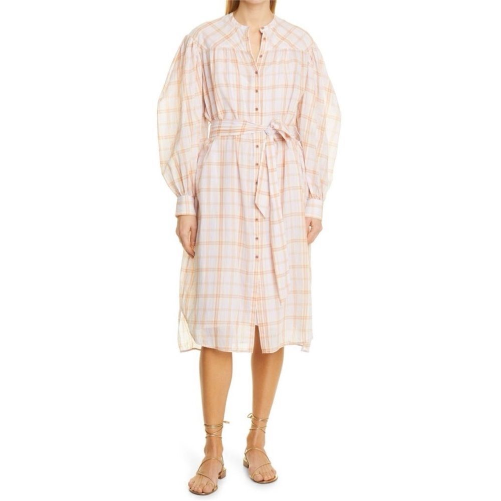 Ulla Johnson Fayette Plaid Long Sleeve Cotton Shirtdress  $465